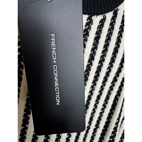 French Connection Black & White Moma Vest Mix‎ Top Medium Preppy Sweater Knit - Picture 6 of 8